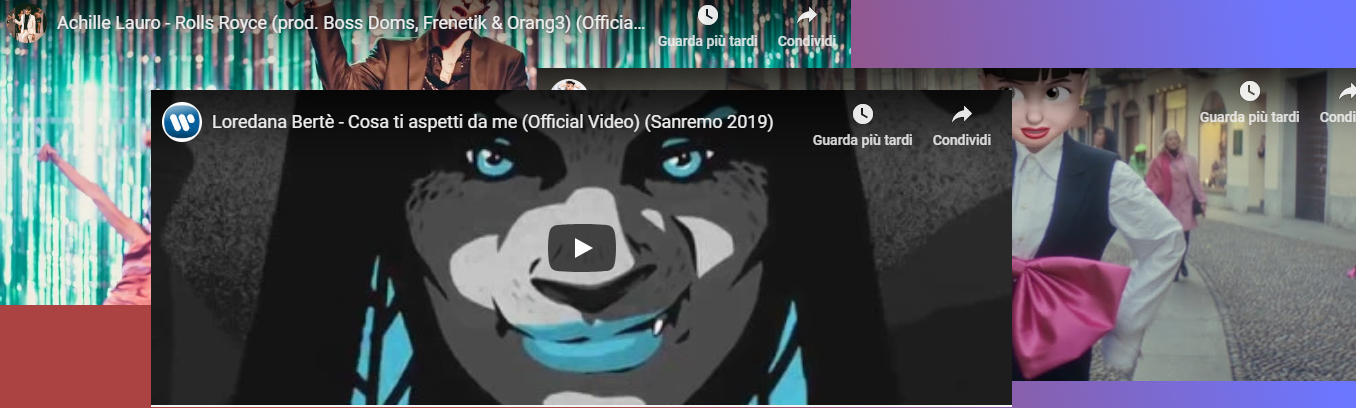 I video ufficiali delle canzoni di Sanremo 2019